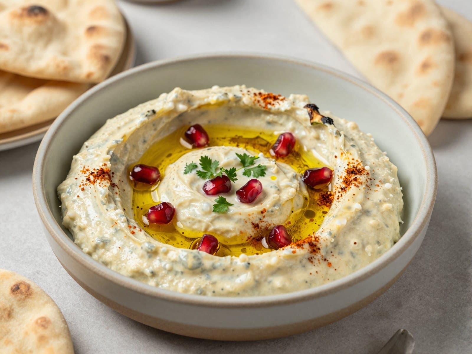 بابا غنوج مع زيت ورمان